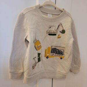 🧸6/30$ Carter's Cream Kids Construction Theme Sweatshirt Size 3T